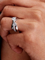 FINAL SALE - Sparkling Bow Crossover Ring Sterling silver