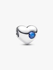 Engravable Blue Stone Heart Charm Sterling silver