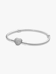 Moments Sparkling Heart & Snake Chain Bracelet Sterling silver