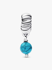 FINAL SALE - Turquoise-colored Dangle Charm Sterling silver