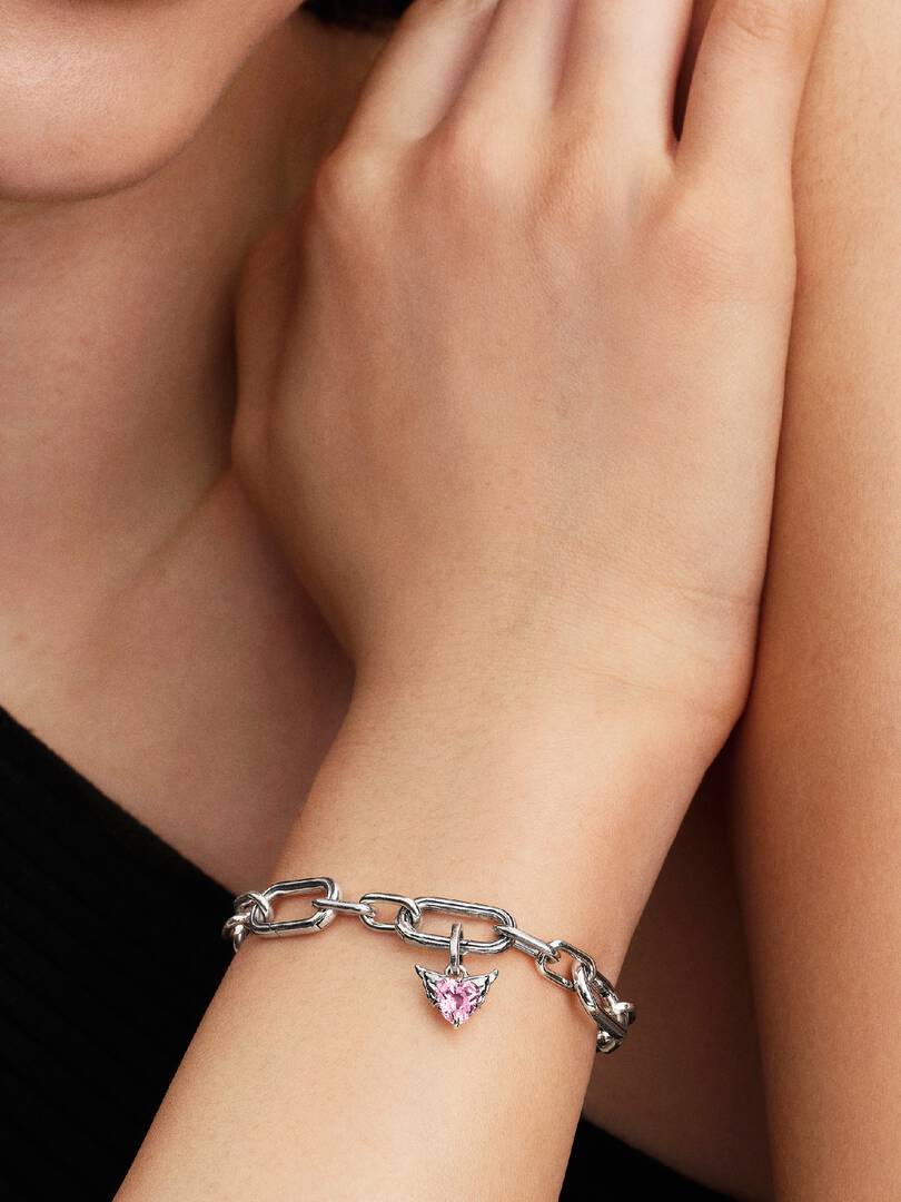 Winged Heart Mini Dangle Charm Sterling silver