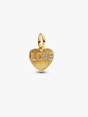 Engravable Love Heart Dangle Charm 14k gold plating