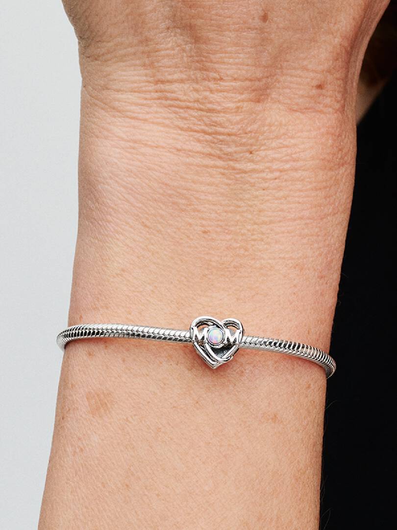 FINAL SALE - Openwork Mom & Heart Charm Sterling silver