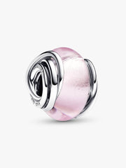Encircled Pink Murano Glass Charm Sterling silver