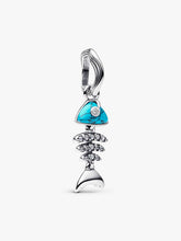 Turquoise-colored Fishbone Dangle Charm Sterling silver