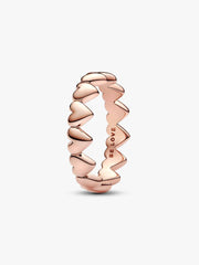 Row of Hearts Ring 14k rose gold plating