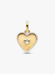Radiating White Heart Medallion Charm 14k gold plating