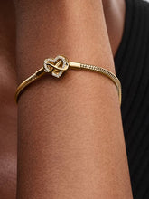 Sparkling Infinity Heart Clasp Snake Chain Bracelet 14k gold plating