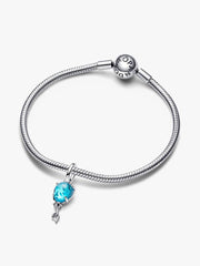FINAL SALE - Blue Murano Glass Balloon Dangle Charm Sterling silver