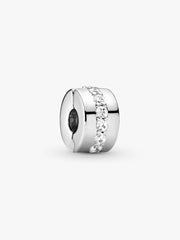 Clear Sparkling Row Clip Charm Sterling silver