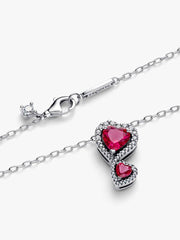 FINAL SALE - Red Halo Hearts Pendant Necklace Sterling silver