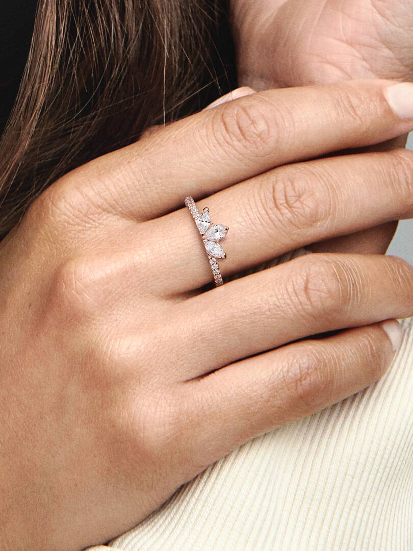 Sparkling Herbarium Cluster Ring 14k rose gold plating