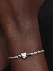 Heart Clasp Faceted Snake Chain Bracelet Sterling silver