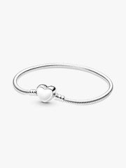 Pandora Moments Engravable Heart Clasp Snake Chain Bracelet Sterling silver