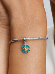 2025 Four Leaf Clover Lab-Grown Diamond Dangle Charm 0.009 ct TW, Sterling silver, 14k gold plating