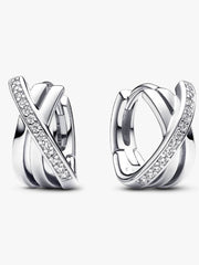 Crossover Pavé Hoop Earrings Sterling silver