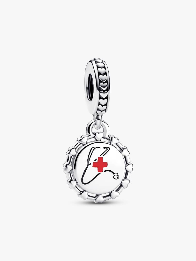 Stethoscope Engravable Dangle Charm Sterling silver