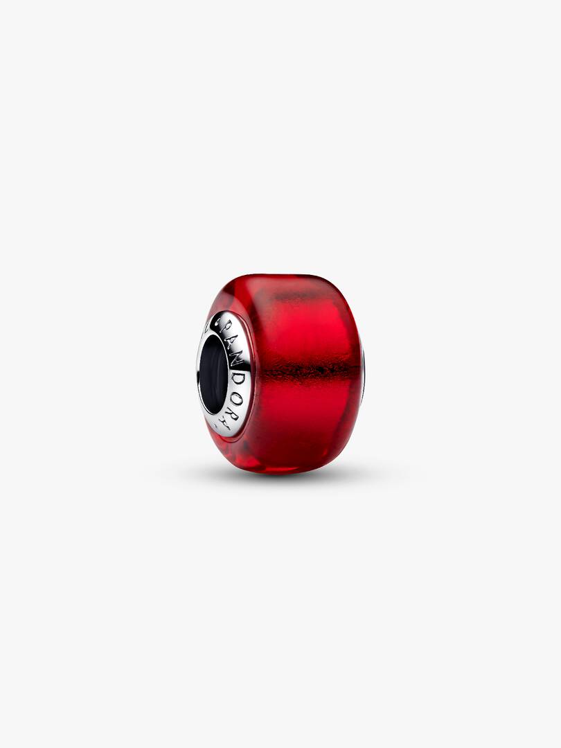 Red Murano Glass Charm Sterling silver