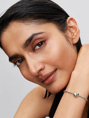 Engravable Spring Green Stone Heart Charm Sterling silver