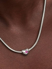 Engravable Purple Stone Heart Charm Sterling silver