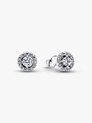 Round Pavé Halo Stud Earrings Sterling silver