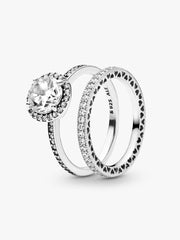 True Elegance Round Halo Ring Set 2 Quantity