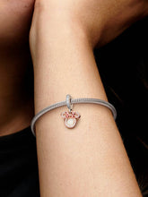 Disney Minnie Mouse Silhouette "Mom" Double Dangle Charm Sterling silver, 14k rose gold plating