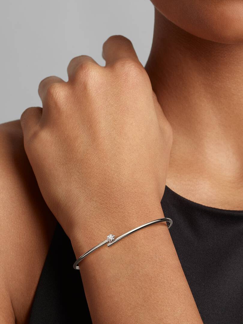 FINAL SALE - Pandora Nova 14k White Gold Lab-grown Diamond Open Bangle 0.25 ct TW, 14k white gold
