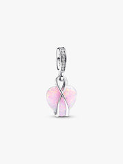 Mom Opalescent Heart Dangle Charm Sterling silver