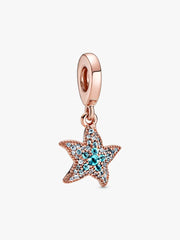 FINAL SALE - Sparkling Starfish Dangle Charm 14k rose gold plating