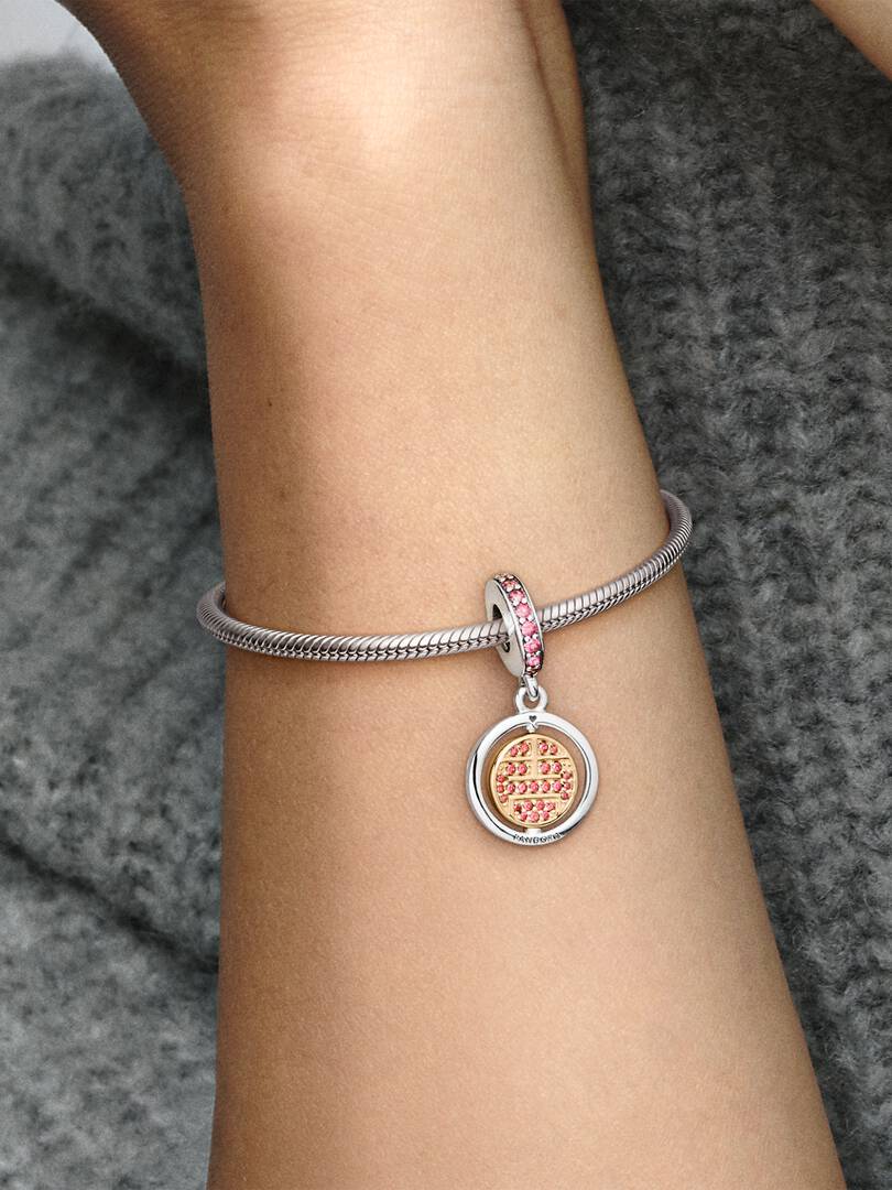 FINAL SALE - Spinning Lucky Dangle Charm Sterling silver, 14k gold plating