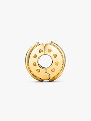 Sparkling Pavé Lines & Logo Clip Charm 14k gold plating