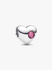 Engravable Pink Stone Heart Charm Sterling silver