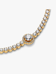 Sparkling Halo Tennis Bracelet 14k gold plating