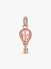 Sparkling Pink Hot Air Balloon Dangle Charm 14k rose gold plating