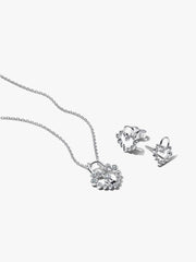 Sparkling Heart Padlock Jewelry Gift Set Sterling silver