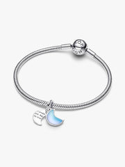 Crescent Moon Double Dangle Charm Sterling silver