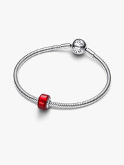 Red Murano Glass Charm Sterling silver
