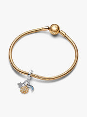 Two-tone Celestial Triple Dangle Charm Sterling silver, 14k gold plating