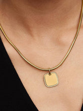 Engravable Square Tag Pendant 14k gold plating