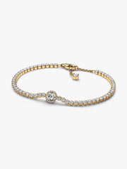 Sparkling Halo Tennis Bracelet 14k gold plating