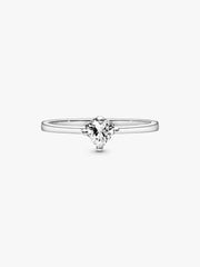 Clear Heart Solitaire Ring Sterling silver