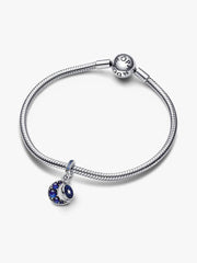 Sparkling Moon Spinning Dangle Charm Sterling silver