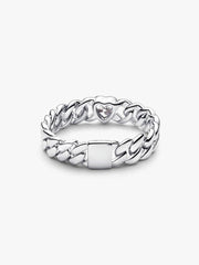 Heart Cuban Chain Ring Sterling silver