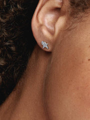 Sparkling Asymmetric Stars Stud Earrings Sterling silver
