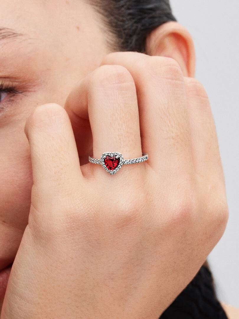Elevated Red Heart Ring Sterling silver
