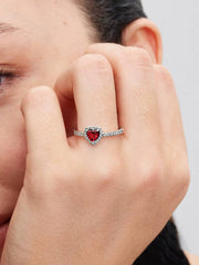 Elevated Red Heart Ring Sterling silver