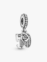 50th Celebration Dangle Charm Sterling silver