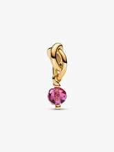 Faceted Pink Eternity Circle Dangle Charm 14k gold plating