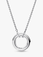 FINAL SALE - Pandora Signature Two tone Logo & Pavé Necklace Sterling silver, 14k rose gold plating